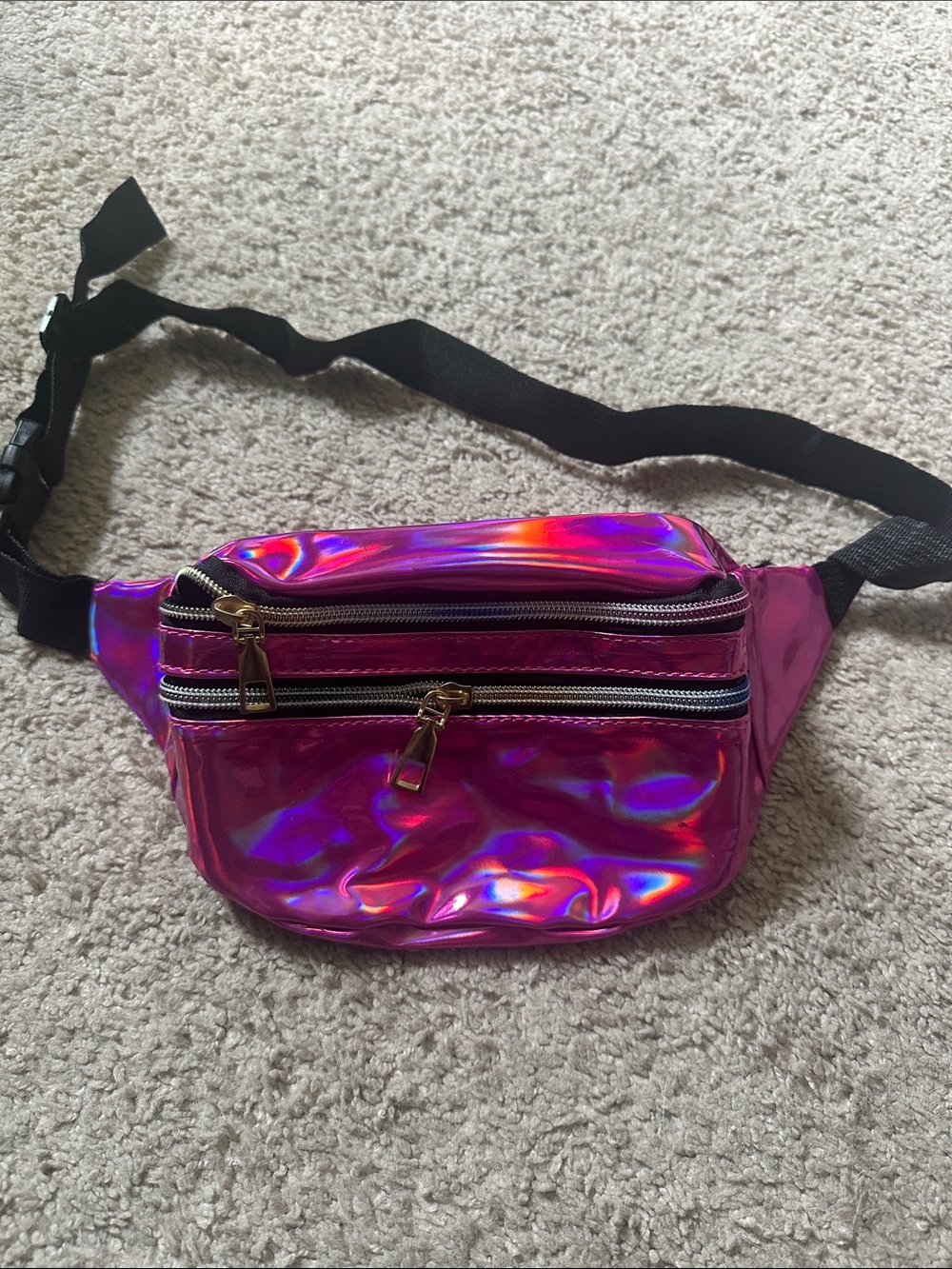 Iridescent Pink Holographic Fanny Pack Waist Bag
